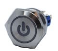 22mm Düz Kafa Metal Yaylı Power Logulu Butonlar IP67 6-24V AC/DC