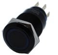 19mm Düz Kafa Siyah Gövde Metal Yaylı Butonlar IP67 6-24V AC/DC