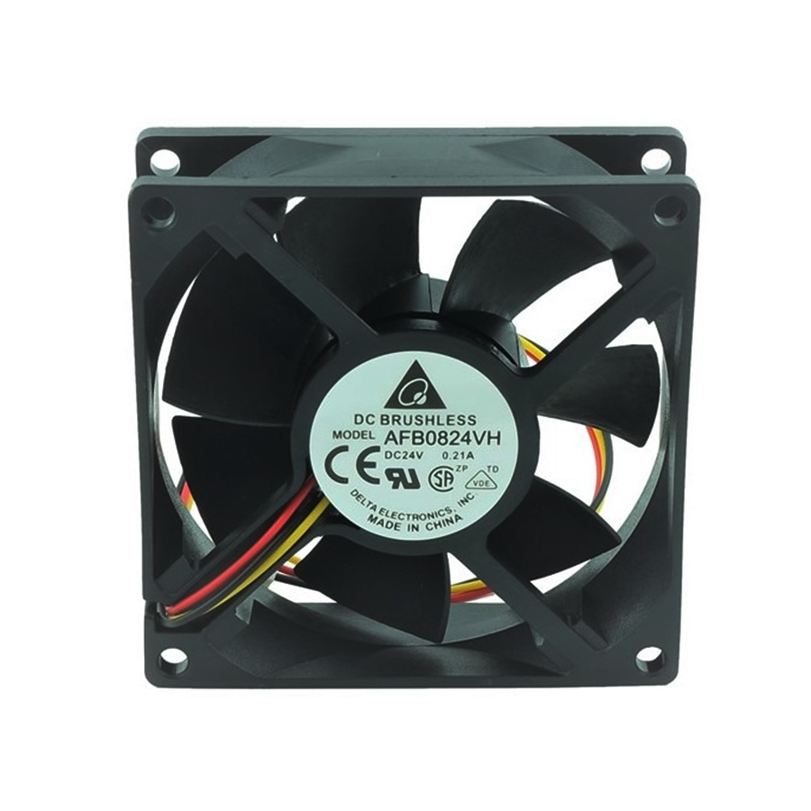 Delta QFR0824VH 24V DC Fan 80x80x25mm, 0.38A, 60 CFM, 3 Kablolu Yüksek Hızlı Aksiyel Fan