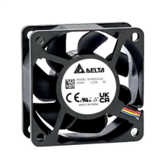Delta QFR0624UH 24V DC Fan 60x60x25mm, 0.33A, 42 CFM, 3 Kablolu, Yüksek Performanslı Aksiyel Fan