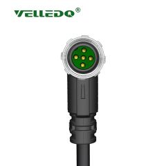 Velledq M12 5 Pin Dişi 90° Açılı 5 Mt. Kablolu Konnektör Sensör Kablosu M12F05T5.0PVC/BK