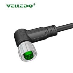 Velledq M8 4 Pin Dişi 90° Açılı 5 Mt. Kablolu Konnektör Sensör Kablosu M8F04S5.0PVC/BK