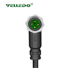 Velledq M8 4 Pin Dişi 90° Açılı 5 Mt. Kablolu Konnektör Sensör Kablosu M8F04S5.0PVC/BK