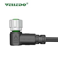 Velledq M8 4 Pin Dişi 90° Açılı 5 Mt. Kablolu Konnektör Sensör Kablosu M8F04S5.0PVC/BK
