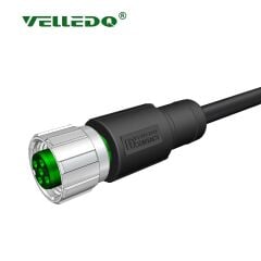 Velledq M8 4 Pin Dişi Düz 5 Mt. Kablolu Konnektör Sensör Kablosu M8F04T5.0PVC/BK