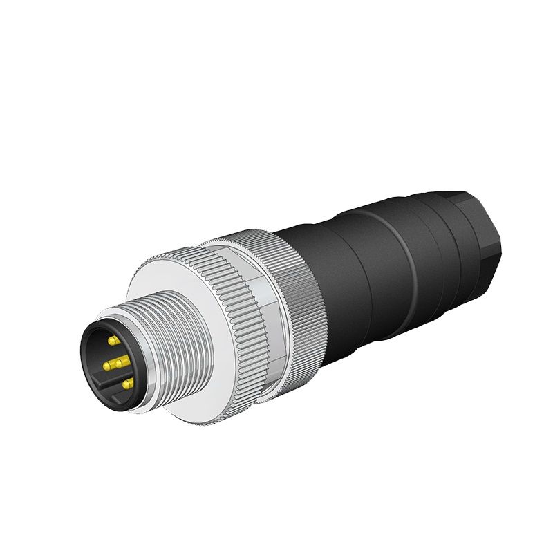 Velledq M12 B Code 4 Pin Erkek Düz Konnektör M12BM04T