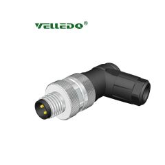 Velledq M8M03S M8 3 Pin Erkek 90° Açılı Konnektör