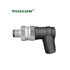Velledq M8M03S M8 3 Pin Erkek 90° Açılı Konnektör