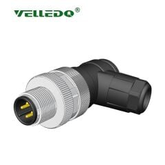 Velledq M12M04S M12 4 Pin Erkek Açılı 90 Derece Konnektör