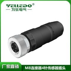 Velledq M8F04T M8 4 Pin Dişi Düz Konnektör