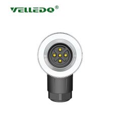 Velledq M12F05S M12 5 Pin Dişi Açılı Konnektör 90 Derece
