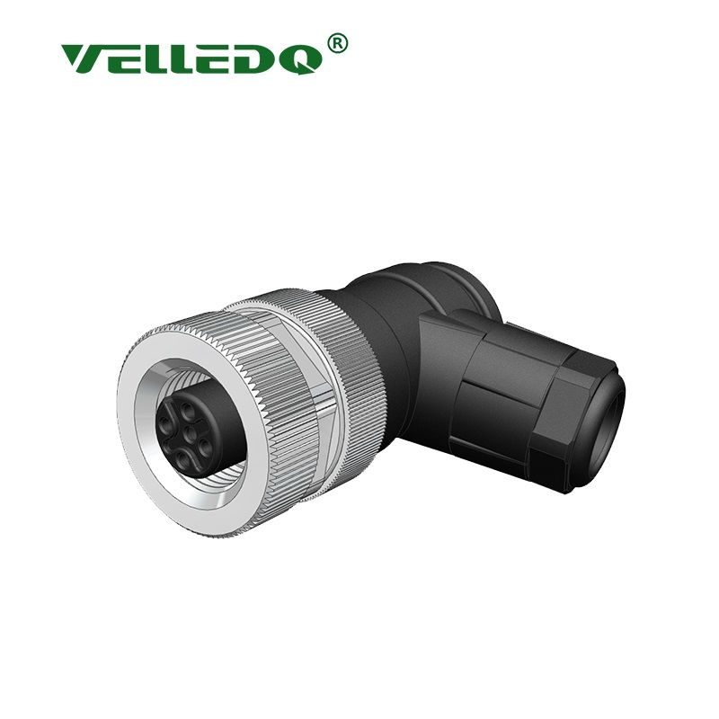 Velledq M12F04S M12 4 Pin Dişi Açılı Konnektör 90 Derece