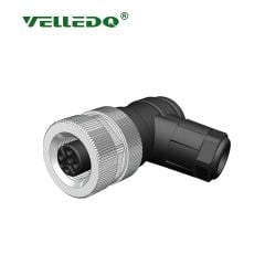 Velledq M12F04S M12 4 Pin Dişi Açılı Konnektör 90 Derece