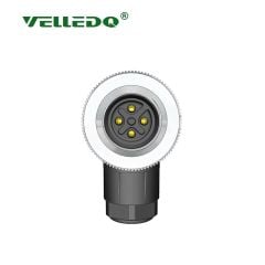 Velledq M12F04S M12 4 Pin Dişi Açılı Konnektör 90 Derece