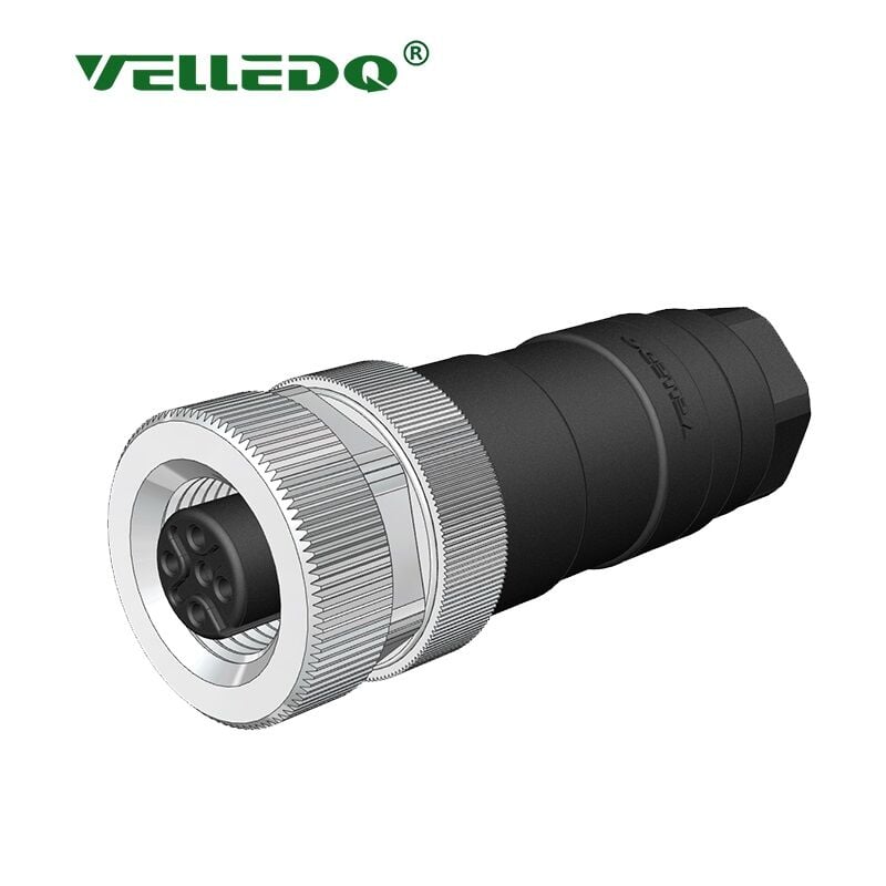 Velledq M12F04T M12 4 Pin Dişi Düz Konnektör