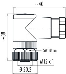 Binder M12 5 Pinli Dişi Açılı Konnektör