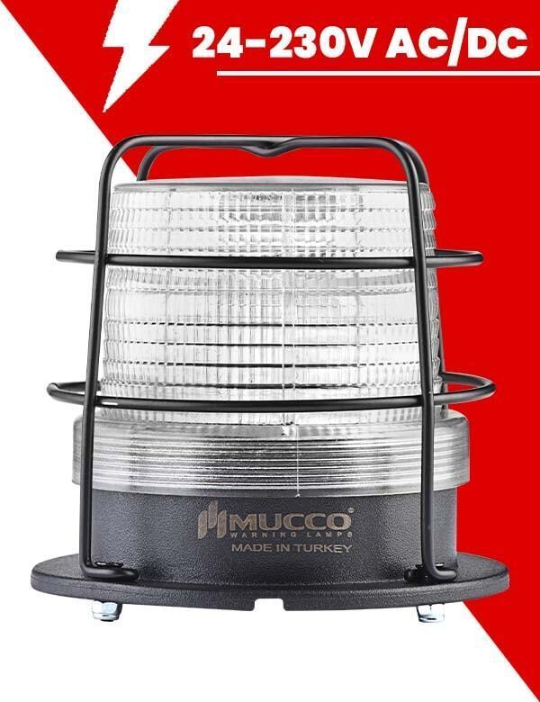 Ø 100 Çap Buzzer Kafesli Maksi Volt Tepe Lambası 24-90V DC 24-60V AC SNT-112-B-KFS Beyaz