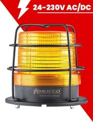 Ø 100 Çap Kafesli Maksi Volt Tepe Lambası 24-230V AC/DC SNT-112-KFS Sarı