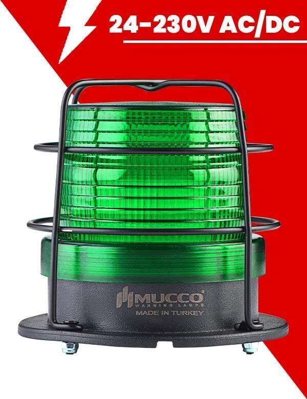 Ø 100 Çap Kafesli Maksi Volt Tepe Lambası 24-230V AC/DC SNT-112-KFS Yeşil