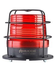 5 Mod Universal Kafesli Tepe Lambası 85-260V AC/DC SNT-925-KFS Kırmızı