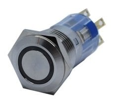 Butto J16-272-E-BD 16mm LED IŞIKLI DÜZ KAFALI YAYLI BUTON MAVİ