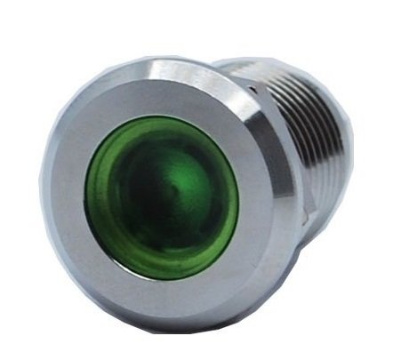 Butto J12-170P-GD 12 mm LED IŞIKLI YASSI KAFALI SİNYAL LAMBASI YEŞİL