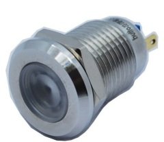 Butto J12-170P-WA2 12 mm LED IŞIKLI YASSI KAFALI SİNYAL LAMBASI BEYAZ
