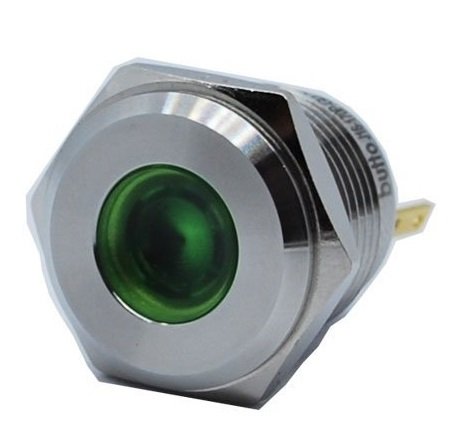 Butto J16-170P-GD 16 mm LED IŞIKLI YASSI KAFALI SİNYAL LAMBASI YEŞİL