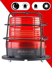 5 Mod Sensörlü Kafesli Tepe Lambası 85-260V AC/DC - SNT-925-ND-KFS Kırmızı