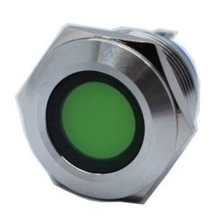 Butto J19-170P-GD 19 mm LED IŞIKLI YASSI KAFALI SİNYAL LAMBASI YEŞİL