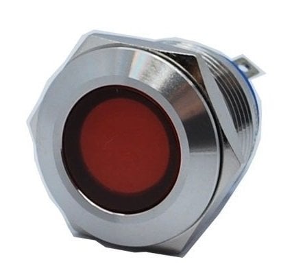 Butto J19-170P-RA2 19 mm LED IŞIKLI YASSI KAFALI SİNYAL LAMBASI KIRMIZI