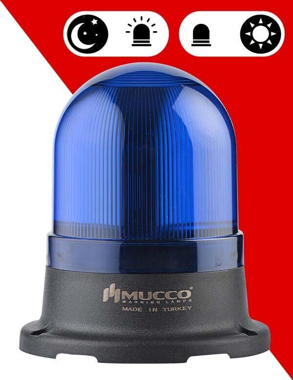 5 Mod Buzzer Sensörlü Tepe Lambası 12-24 AC/DC - SNT-915-B-ND Mavi
