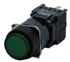 Butto F16-271-GD 6-24VDC YEŞİL IŞIKLI YUVARLAK YAYLI BUTON