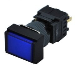 Butto F16-291-BD 6-24VDC MAVİ IŞIKLI DİKDÖRTGEN YAYLI BUTON