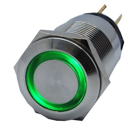 Butto J19-272-GD IP67 6-24VDC METAL(ÇELİK) YEŞİL IŞIKLI YAYLI BUTON