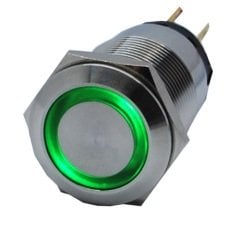 Butto J19-272-GD IP67 6-24VDC METAL(ÇELİK) YEŞİL IŞIKLI YAYLI BUTON