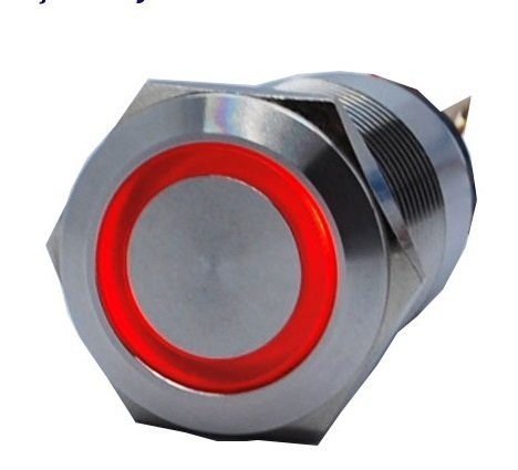 Butto J19-272-RD IP67 6-24VDC METAL(ÇELİK) KIRMIZI IŞIKLI YAYLI BUTON