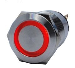 Butto J19-272-RD IP67 6-24VDC METAL(ÇELİK) KIRMIZI IŞIKLI YAYLI BUTON