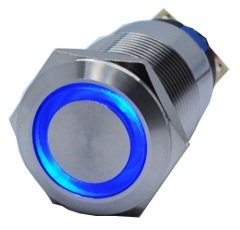 Butto J19-272-BD IP67 6-24VDC METAL(ÇELİK) MAVİ IŞIKLI YAYLI BUTON