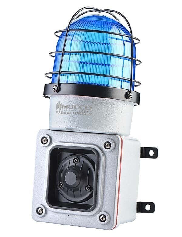 7 Sesli ışıklı Döküm Korna 85-260V DC SNT-ES12522-D Mavi