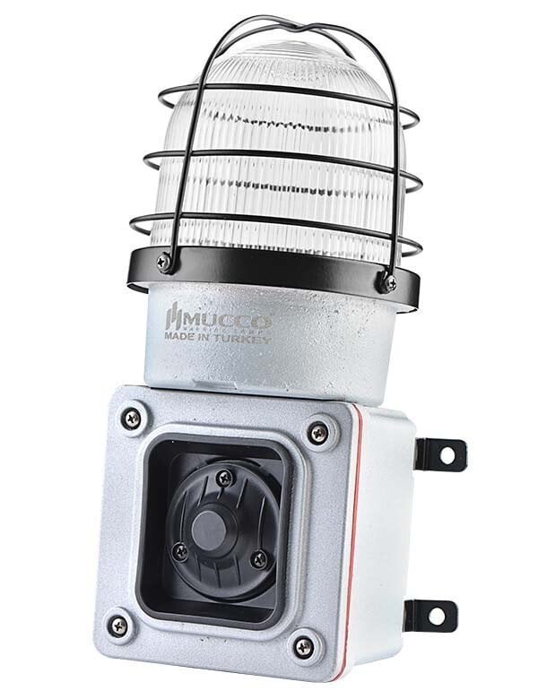 7 Sesli ışıklı Döküm Korna 48V DC SNT-ES12548-D Beyaz