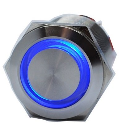 Butto J22-272-BD IP67 6-24VDC METAL(ÇELİK) MAVİ IŞIKLI YAYLI BUTON