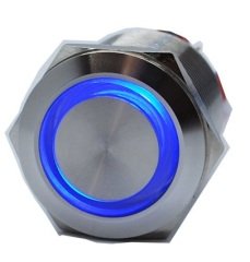 Butto J22-272-BD IP67 6-24VDC METAL(ÇELİK) MAVİ IŞIKLI YAYLI BUTON