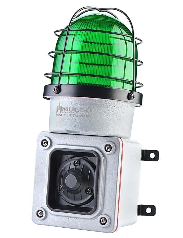 7 Sesli ışıklı Döküm Korna 48V DC SNT-ES12548-D Yeşil