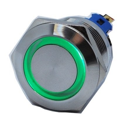 Butto J22-372-GD IP67 6-24VDC METAL(ÇELİK) YEŞİL IŞIKLI KALICI BUTON