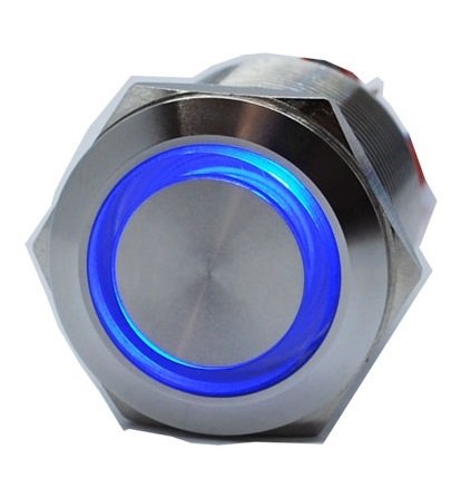 Butto J22-372-BD IP67 6-24VDC METAL(ÇELİK) MAVİ IŞIKLI KALICI BUTON