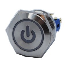 Butto J22-271-P-GD IP67 6-24VDC METAL(ÇELİK) YEŞİL RENK POWER LOGOLU YAYLI BUTON