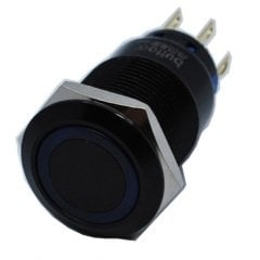 Butto J19-272-AK-WD IP67 6-24VDC SİYAH GÖVDE BEYAZ IŞIKLI YAYLI BUTON