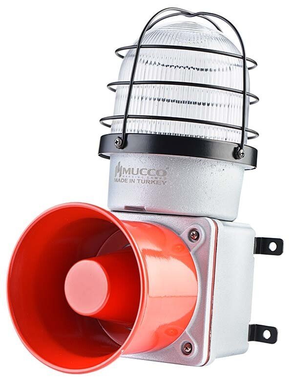 7 Sesli ışıklı Döküm Korna 48V DC SNT-E12548-D Beyaz