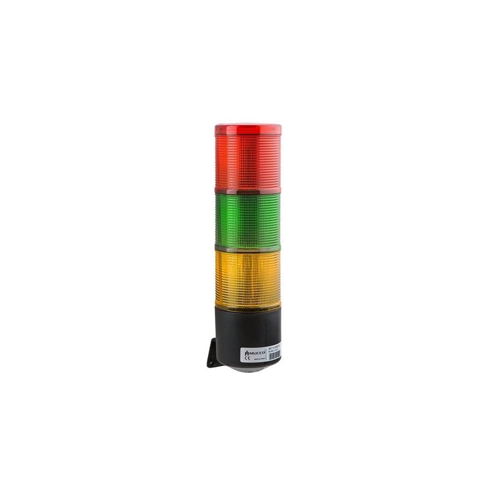 3 Katlı Sabit Buzzer ışıklı Kolon 24v DC Kırmızı - Yeşil - Sarı SNT-7024-SB3